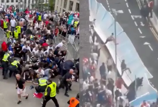 Aficionados ingleses intentan ingresar a Wembley sin boleto y causan caos