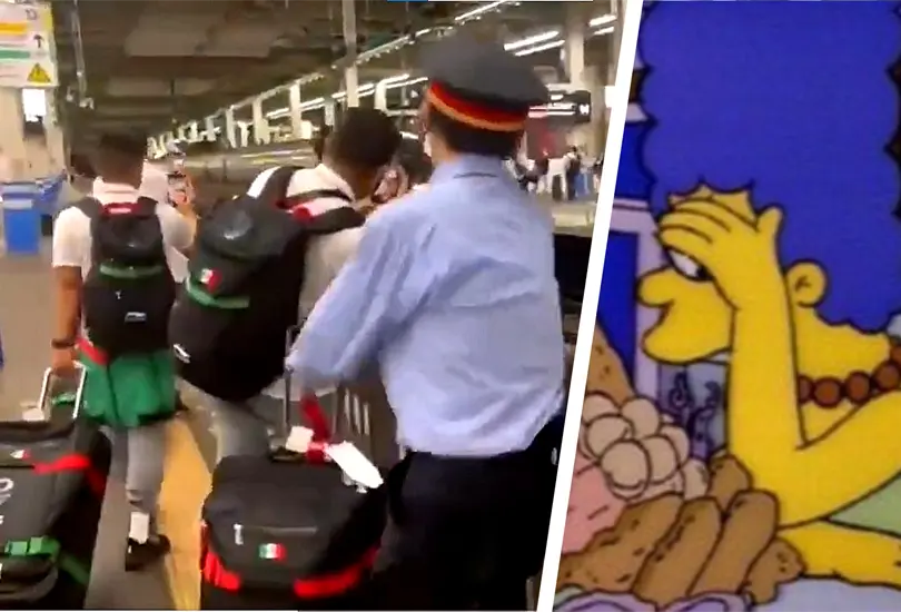 Seleccionados mexicanos intentan fotografiar al tren bala de Japón Seleccionados mexicanos intentan fotografiar al tren bala de Japón
