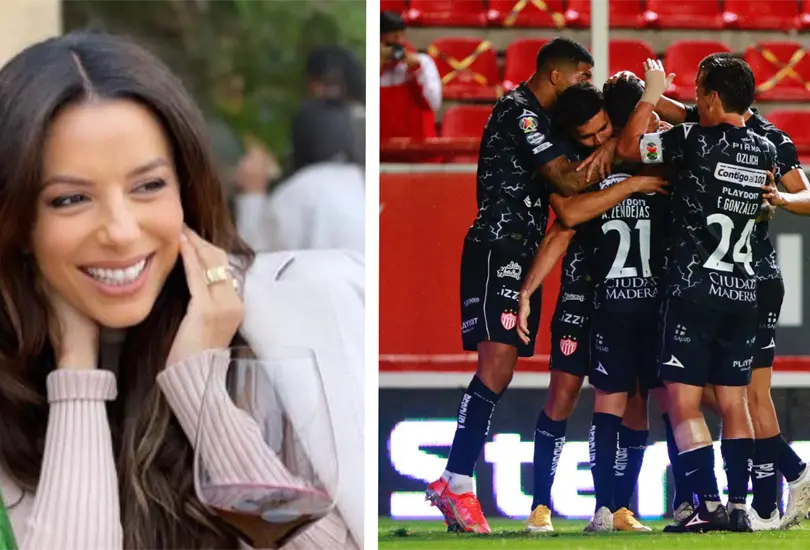 Eva Longoria festeja el triunfo de Necaxa sobre Pumas
