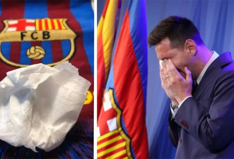 Venden supuesto pañuelo que usó Messi en su despedida del Barcelona Venden supuesto pañuelo que usó Messi en su despedida del Barcelona