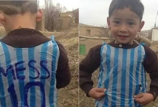 Sálvenme de esta situación, dice niño afgano que usó jersey de plástico con el nombre de Messi