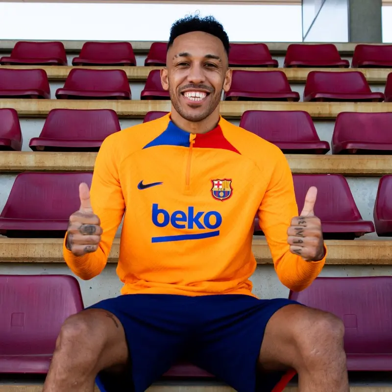 Pierre-Emerick Aubameyang llegó al Barcelona en el mercado de invierno - Twitter @FCBarcelona_es