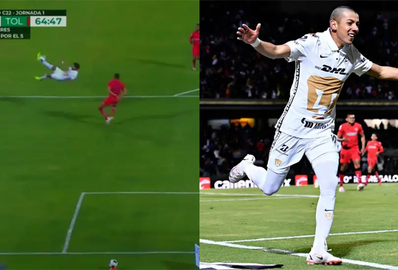 Pumas propina paliza a Toluca con incre&iacute;ble chilena y gol del debutante Ruvalcaba