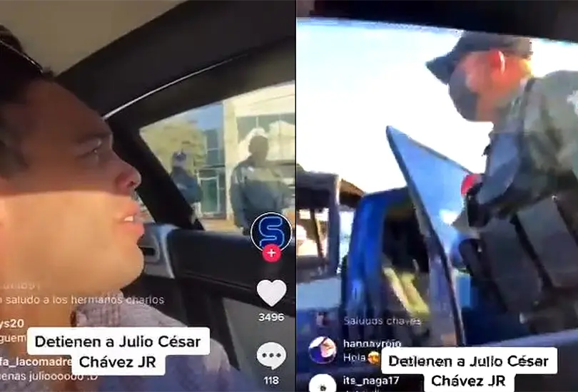 Chávez Jr. trasmite su intento de detención en Culiacán Chávez Jr. trasmite su intento de detención en Culiacán