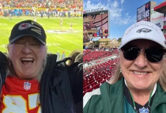 Mamá Kelce acude a dos estadios diferentes para apoyar a sus hijos en playoffs 