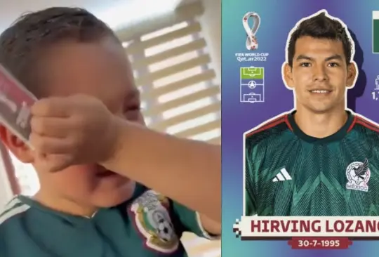 Un niño lloró de emoción tras conseguir la estampa de Hirving Chucky Lozano.