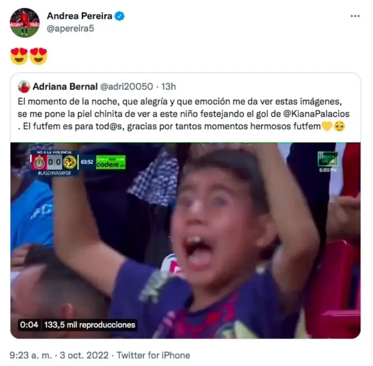 El tuit de Andrea Pereira.