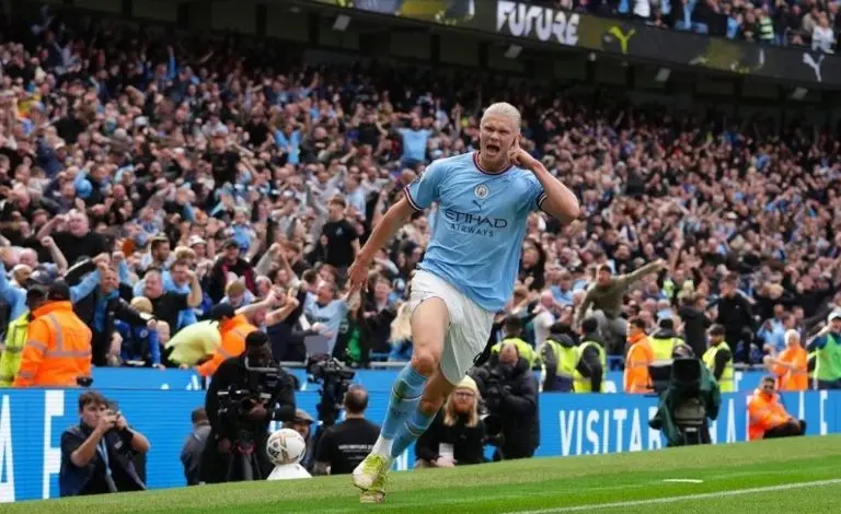 Erling Haaland festeja con el Manchester City. (@erling.haaland)