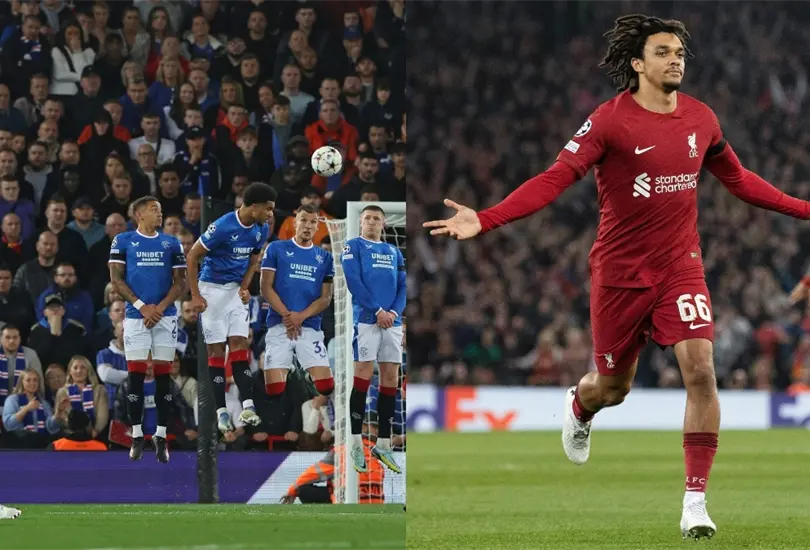 Trent Alexander-Arnold anot&oacute; un golazo en el triunfo del Liverpool en Champions League