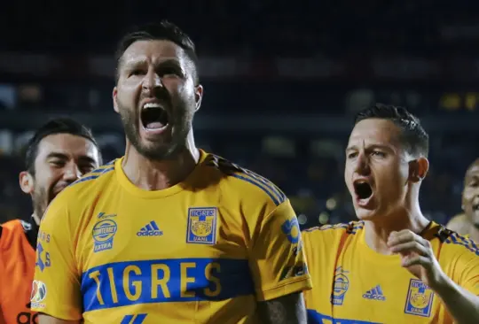 Gignac celebra el pase e Tigres a la Liguilla tras superar a Necaxa en el Repechaje.