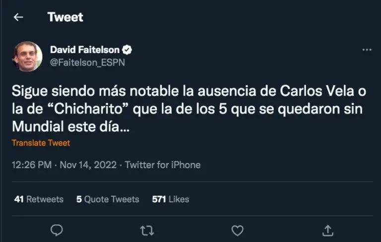 David Faitelson comentó que el Tri extraña a Chicharito y Carlos Vela