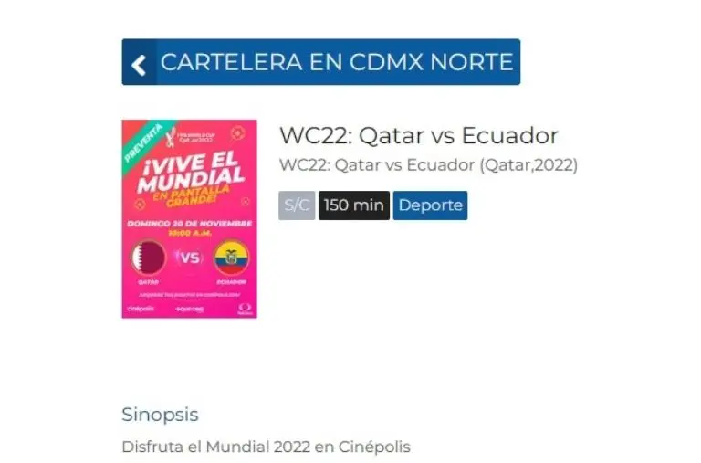 Cinépolis transmitirá los juegos de Qatar 2022. Foto: Captura de pantalla.