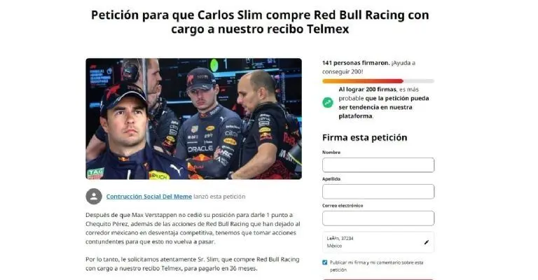 La petición ya está en la web y se espera que pueda ser tomada en cuenta por Carlos Slim. Foto: Captura de pantalla.