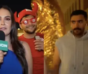 VIDEO: Aficionado en Qatar incomoda a Gina Holguín durante enlace en vivo
