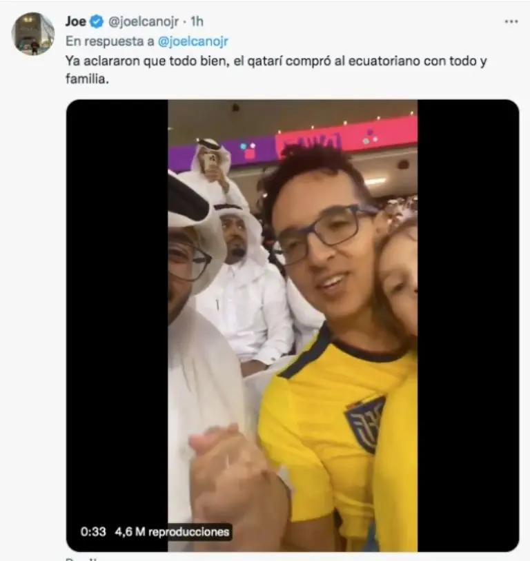 El fan ecuatoriano hizo las paces con el qatarí. (Captura de pantalla)