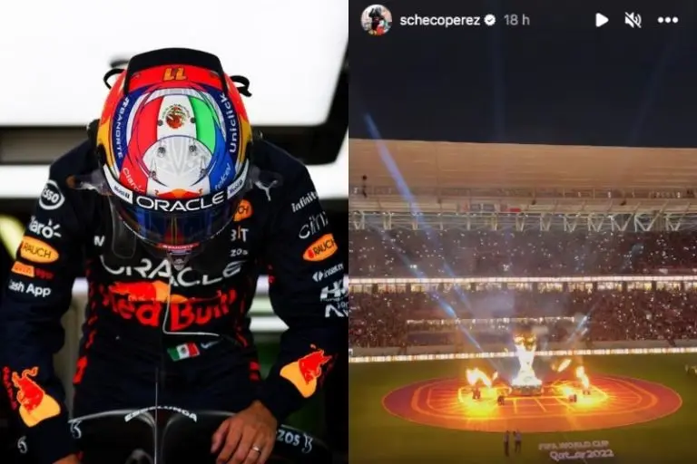 Checo Pérez mostró el video que grabó en el México vs Polonia - Twitter @SChecoPerez