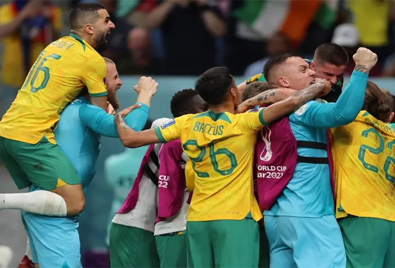 Australia celebra el clasificar a los Octavos de Final del Mundial de Qatar 2022. Australia celebra el clasificar a los Octavos de Final del Mundial de Qatar 2022.