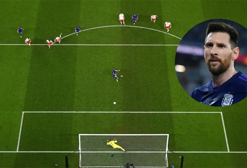 Lionel Messi fall&oacute; un penal ante Polonia en Qatar 2022. 