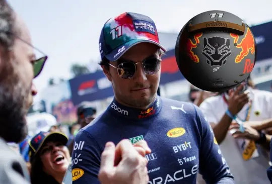 Checo Pérez presentó un casco especial inspirado en Black Panther