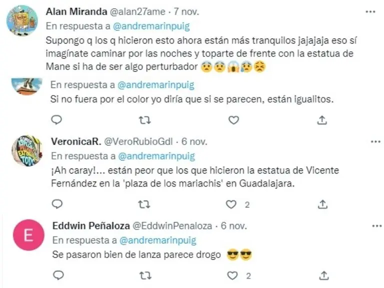 La estatua de Sadio Mané fue criticada por los usuarios de las redes sociales. Foto: Captura de pantalla.