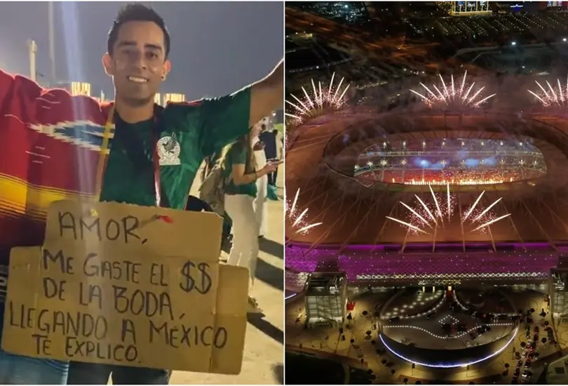 Aficionado mexicano gast&oacute; el dinero de su boda en ir al Mundial de Qatar 2022.