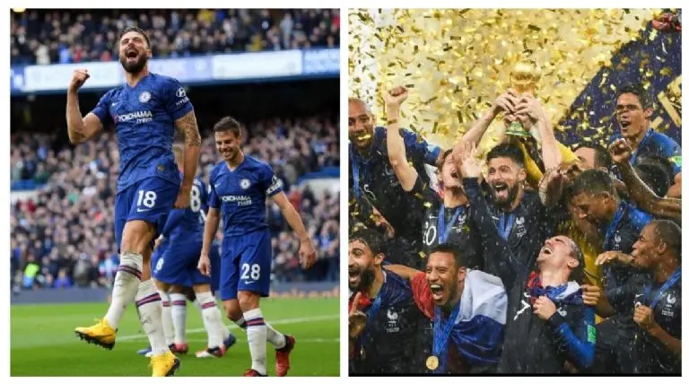 Oliver Giroud fue campeón del mundo con Francia en 2018 siendo el '18' del Chelsea.