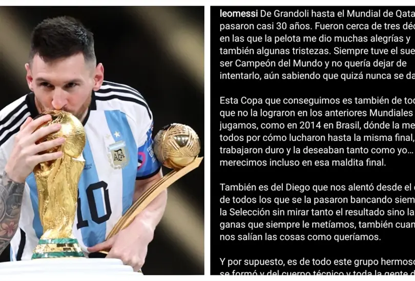 Lionel Messi publicó un video y una emotiva carta tras ganar el Mundial en Qatar 2022. Lionel Messi publicó un video y una emotiva carta tras ganar el Mundial en Qatar 2022.