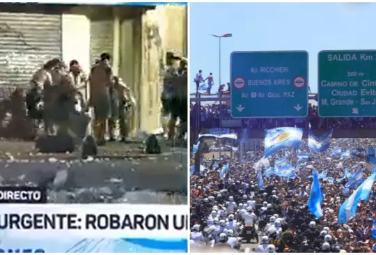 Videos de seguridad revelan que un banco de Buenos Aires fue bandalizado por aficionados durante celebración de Argentina. 