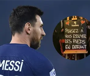 Bar en Francia utiliza como tapete la camiseta de Messi con el PSG