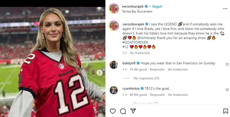 La modelo causó revuelo en las redes sociales por su comentario a Tom Brady. Foto: Captura de pantalla.