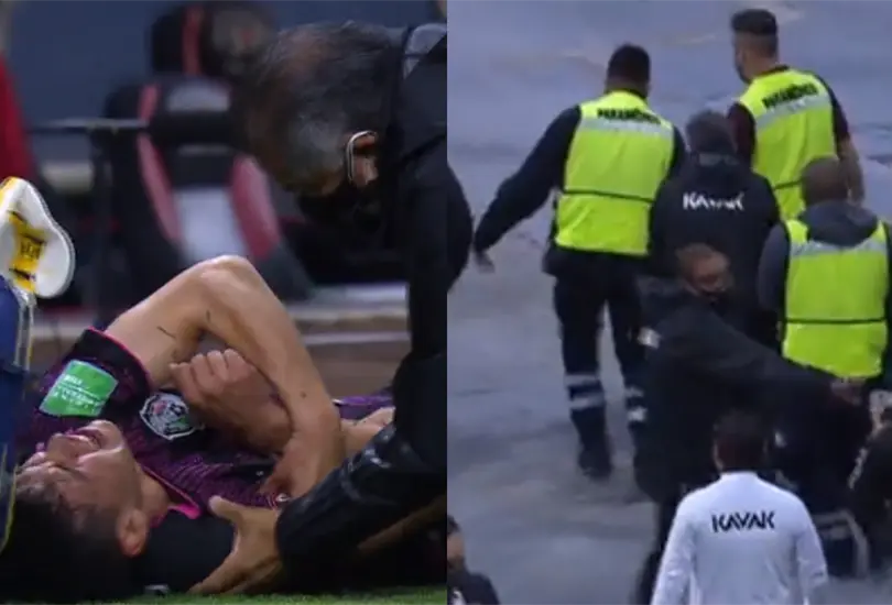 &iexcl;Terrible! Chucky Lozano sale en camilla por caer mal tras choque