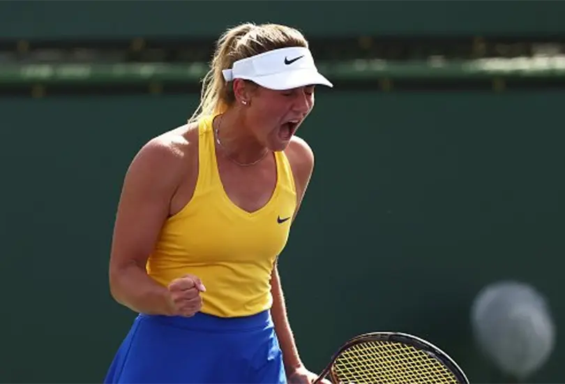 Marta Kostuyk celebr&oacute; su sufrido triunfo en Indian Wells