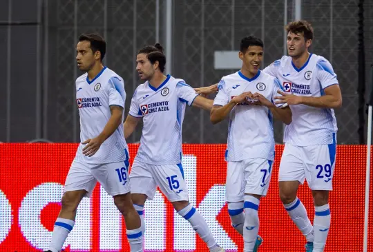 Antuna celebra su gol junto a Rivero, Aldrete y Giménez.