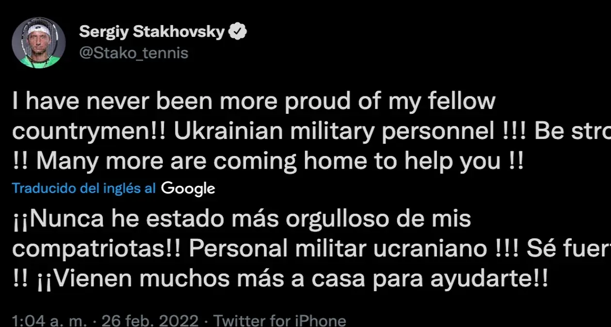 En una entrevista para la BBC, Stakhovsky se encuentra con el ejército ucraniano:"Sé usar un arma, si tengo que utilizarla, lo haré", además de reconocer que sus hijos no saben que se encuentra en la guerra.
