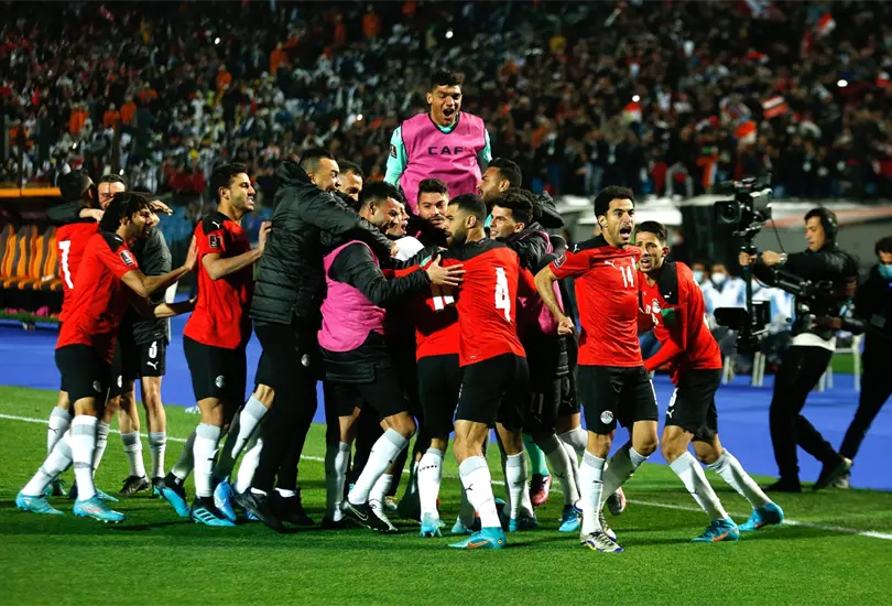 Egipto celebra su gol ante Senegal. Egipto celebra su gol ante Senegal.