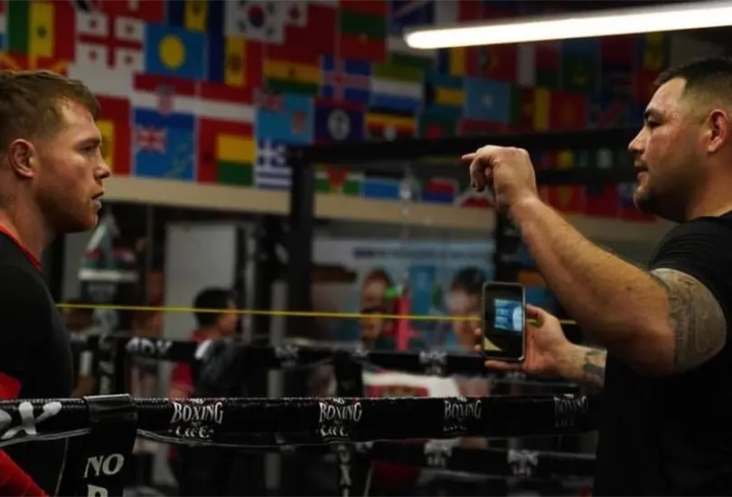 Andy Ruiz y Canelo &Aacute;lvarez en un entrenamiento
