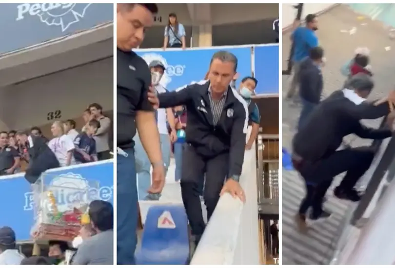 Adolfo Ríos intentó ayuda a algunos aficionados que eran golpeados por barristas. Adolfo Ríos intentó ayuda a algunos aficionados que eran golpeados por barristas.