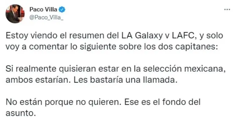 El periodista considera que los futbolistas mexicanos pueden regresar al Tricolor. Foto: Twitter @Paco_Villa_
