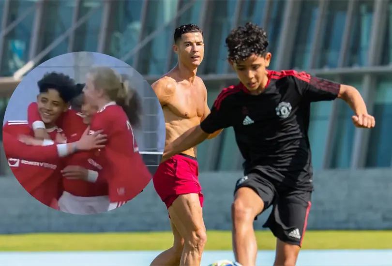 Cristiano Jr. festejó como su papá. Cristiano Jr. festejó como su papá.