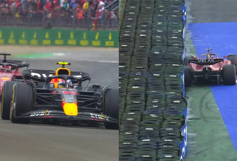 Checo P&eacute;rez caus&oacute; que Leclerc se derrapara en el GP de Emilia Romagna