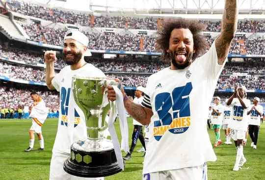 Marcelo celebra el título número 35 del Real Madrid.