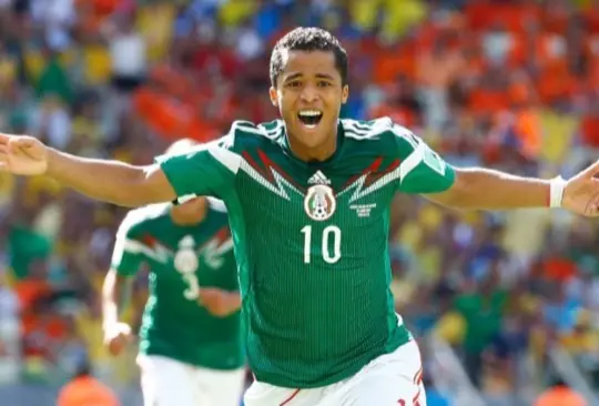 Giovani Dos Santos celebra su gol ante Holanda en Brasil 2014.