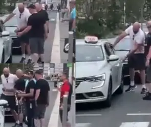 Tyson Fury le tira unas patadas a un taxi que se negó a llevarlo | VIDEO