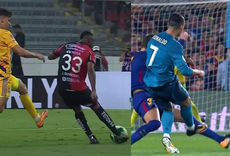 El GOLAZO de Julián Quiñones a Tigres fue comparado con uno de Cristiano Ronaldo a Tigres. El GOLAZO de Julián Quiñones a Tigres fue comparado con uno de Cristiano Ronaldo a Tigres.