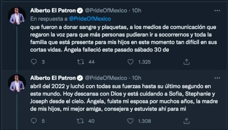 Mensaje de despedida de Alberto del Río a Ángel Veikel - Captura de pantalla