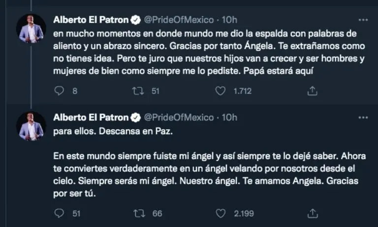 Mensaje de despedida de Alberto del Río a Ángel Veikel - Captura de pantalla