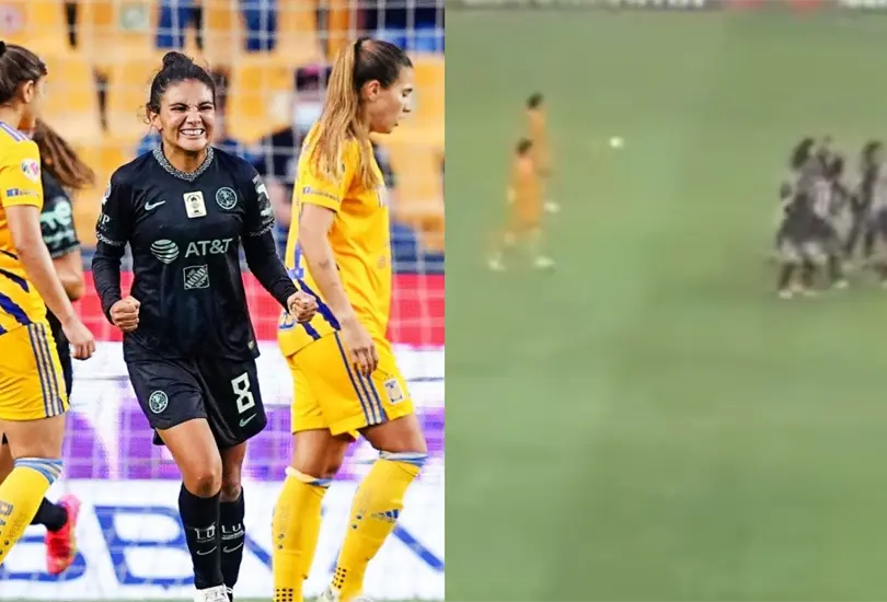 Una futbolista de las Amazonas lanzó el balón en contra de sus rivales cuando festejaban Una futbolista de las Amazonas lanzó el balón en contra de sus rivales cuando festejaban