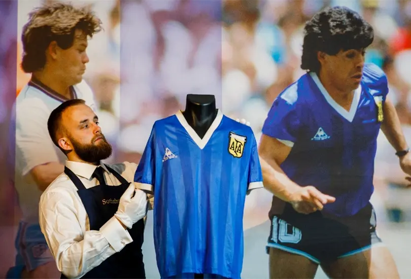 La playera que us&oacute; Diego Maradona en el Argentina vs Inglaterra fue vendida en un precio r&eacute;cord