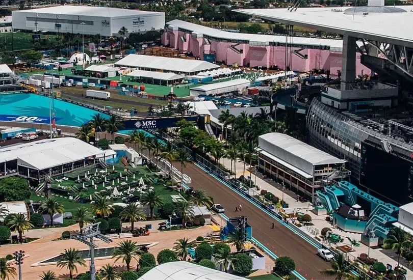 La pista del GP de Miami fue construida a las afueras del estadio de los Miami Dolphins La pista del GP de Miami fue construida a las afueras del estadio de los Miami Dolphins