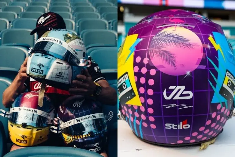 Valtteri Bottas presentó 3 cascos para el GP de Miami - Twitter @ValtteriBottas